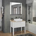Тумба с раковиной Comforty Лондон 90-1 00-00006547 белая глянцевая, с бежевой столешницей