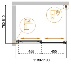 Душевой уголок Cezares Tandem 120x80см TANDEM-SOFT-AH-2-120/80-P-Cr-L хром, стекло рифленое