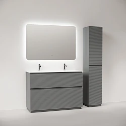 Тумба с раковиной Sancos Folk Floor 120 напольная, с двумя отверстиями под смеситель, Ergraut soft