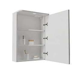 Зеркальный шкаф подвесной SanStar Универсальный 50 с подсветкой для ванной комнаты белый
