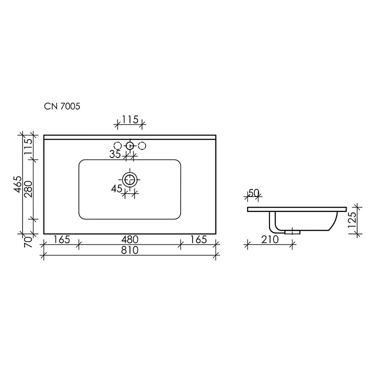 Раковина встраиваемая Ceramica Nova Element 80см CN7005 белая