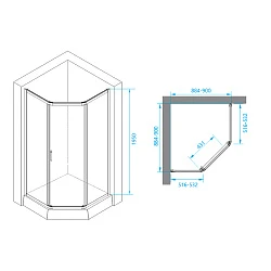Душевой уголок RGW Passage PA-86B 90x90см 38088699-14 профиль черный, стекло прозрачное