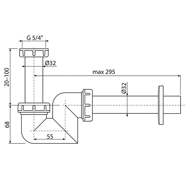 Сифон для раковины и биде AlcaPlast A45F-DN32 белый