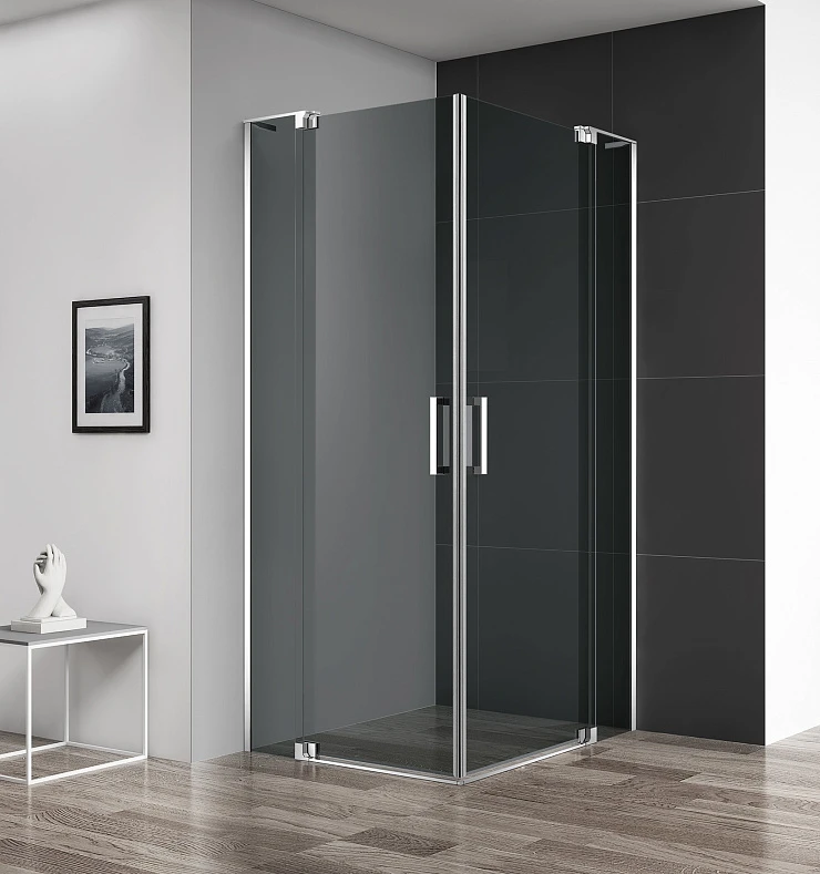 Душевой уголок Cezares Slider 110x110см SLIDER-A-2-100/110-GRIGIO-Cr профиль хром, стекло серое