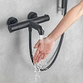 Термостатический смеситель Aquatek Вега AQ1043MB для ванны с душем, черный матовый
