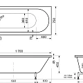 Ванна из искусственного камня Эстет Честер 170x75 ФР-00000692 белая глянцевая