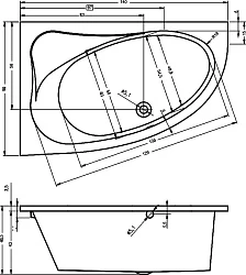 Акриловая ванна Riho Lyra 140x90 B019001005 правая, белая глянцевая