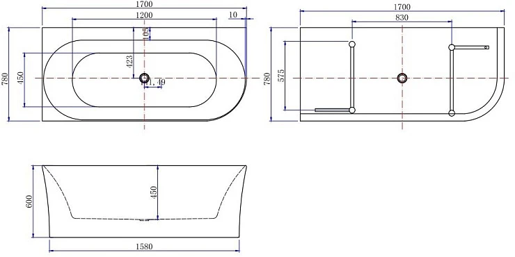 Акриловая ванна Allen Brau Priority 4 А 170x78 2.31004.20A белый глянец