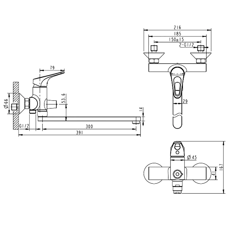 Смеситель для ванны с душем Bravat Drop-D F648162C-LB-RUS хром