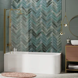Шторка на ванну Wasserkraft Aisch 55P01-80 Fixed профиль золотой глянцевый, стекло прозрачное