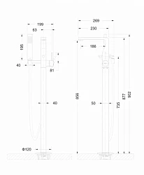 Напольный смеситель для ванны с душем Bravat Arc F66061K-B3-ENG черный