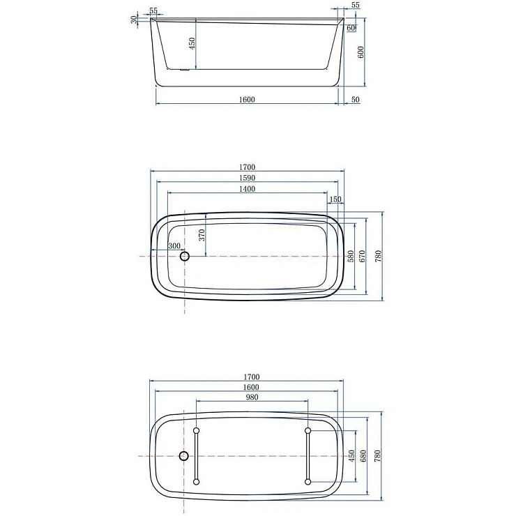 Акриловая ванна Allen Brau Infinity 170x78 2.21003.21/AM антрацит матовый