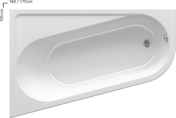 Акриловая ванна Ravak Chrome 170x105 правосторонняя CA41000000 R белая глянцевая