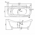 Акриловая ванна BelBagno 182,5x75x80 BB05+BB05-SUP ножки хром, белая глянцевая