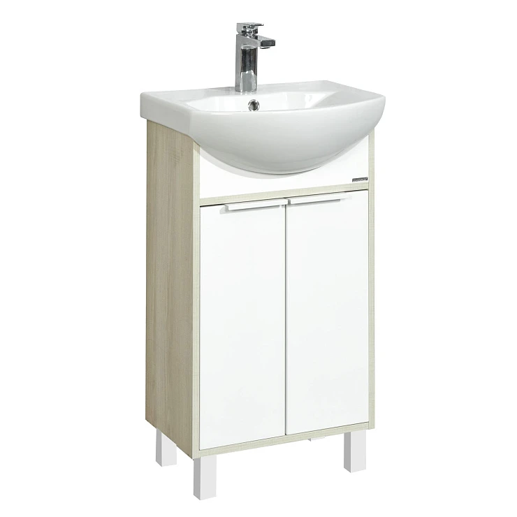 Тумба под раковину Aquaton Рико 50 1A212401RIB90 белая / ясень фабрик