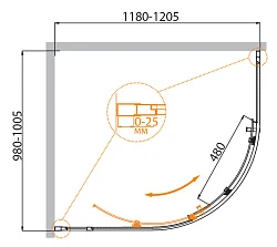 Душевой уголок Cezares Molveno 120x100см MOLVENO-RH-1-120/100-P-Cr профиль хром, стекло рифленое