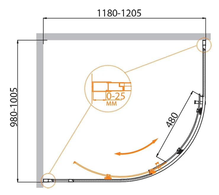 Душевой уголок Cezares Molveno 120x100см MOLVENO-RH-1-120/100-P-Cr профиль хром, стекло рифленое