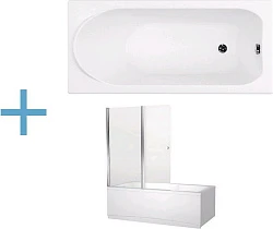 Акриловая ванна Aquanet Nord 140x70 со шторкой Aquanet Alfa 4 NF6222-pivot 170193 + 196049 белая