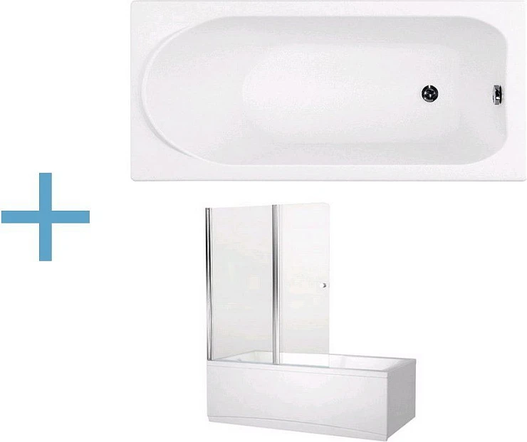 Акриловая ванна Aquanet Nord 140x70 со шторкой Aquanet Alfa 4 NF6222-pivot 170193 + 196049 белая