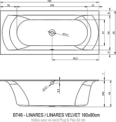 Акриловая ванна Riho Linares 180x80 Plug & Play B142011005 левая, белая глянцевая
