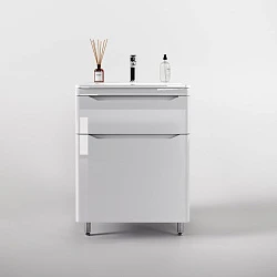 Тумба с раковиной Style Line Марелла 60 напольная, антискрейтч белый глянец