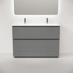 Тумба с раковиной Sancos Folk Floor 120 напольная, с двумя отверстиями под смеситель, Ergraut soft