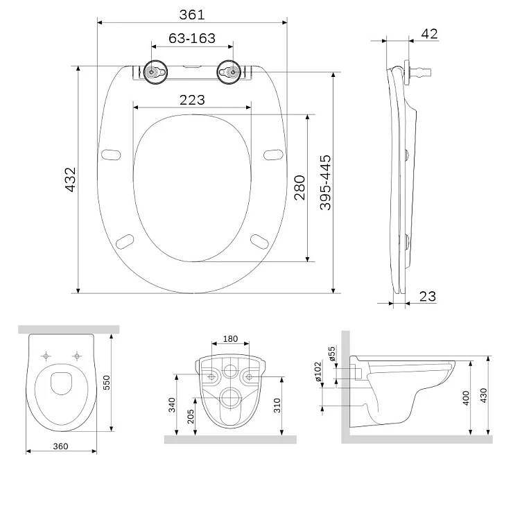 Унитаз подвесной AM.PM Sense C741700SC белый глянец