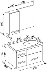Мебель для ванной Aquanet Данте 85 R белый 1 навесной шкафчик