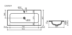 Раковина встраиваемая Ceramica Nova Grace 90 см CN7019MB черная матовая
