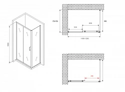 Душевой уголок ABBER Schwarzer Diamant 120x75см AG30120B-S75B профиль черный, стекло прозрачное