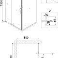 Душевой уголок Niagara Nova 100x80см NG-83-10AB-A80B профиль черный, стекло прозрачное