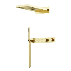 Душевой комплект Sancos Linn SC9023BG с термостатом, брашированное золото