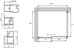 Душевой уголок Vegas Glass ZP+ZPV NOVO h2000 100*80 07 01 профиль хром матовый, стекло прозрачное