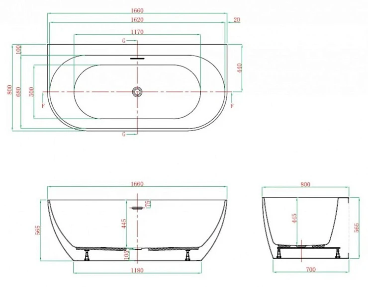 Акриловая ванна Vagnerplast Vera 166x80 KRBV166VER9X-64 белая глянцевая
