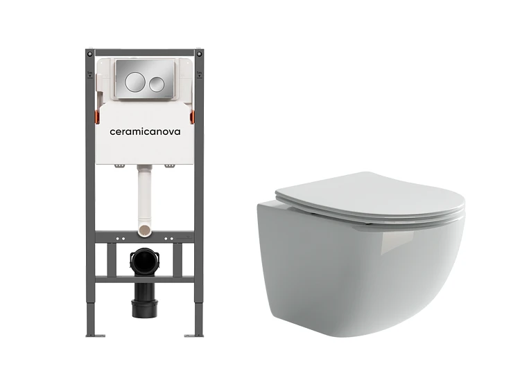 Комплект инсталляции Ceramica Nova CN121001CH с унитазом CN3009, кнопка хром глянец