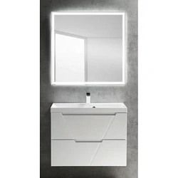 Тумба с раковиной BelBagno Vittoria 80 белая глянцевая