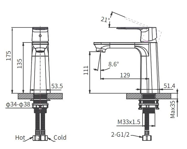 Смеситель для раковины ARROW AMP11848BC черный матовый