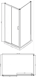 Душевой уголок Bravat Blackline 120x80см BS120.3101B профиль черный, стекло прозрачное