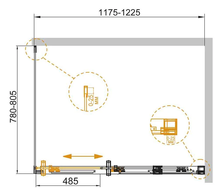 Душевой уголок Cezares Duet Soft 120x80см DUET SOFT-AH-1-120/80-C-Cr профиль хром, стекло прозрачное