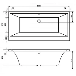 Акриловая ванна BERGES TARI 180x80 с каркасом 050031 белая глянцевая
