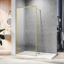Душевая перегородка Veconi Korato KR-81G 90см KR81G-90-01-C9 профиль золото, стекло прозрачное