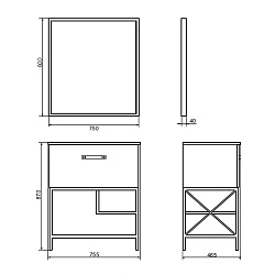 Тумба с раковиной Comforty Бредфорд 75 00-00008074CF дуб темный