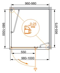 Душевой уголок Cezares Verona 100x100см VERONA-W-A-1-100-P-Cr-R профиль хром, стекло рифленое