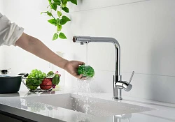 Смеситель для кухни Aquatek Европа AQ1386CR с краном для питьевой воды, хром