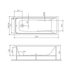 Каркас для ванны AM.PM Gem W90A-170-075W-R серый