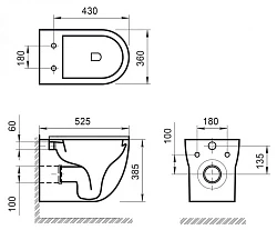 Чаша для унитаза подвесного BelBagno ONDA BB066CHR