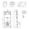Инсталляция с унитазом и клавишей AM.PM Spirit 2.0 IS48001.701700 белый, синий