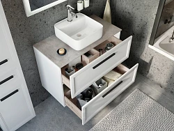 Мебель для ванной STWORKI Эстерсунд 90 белая матовая, простоун беж