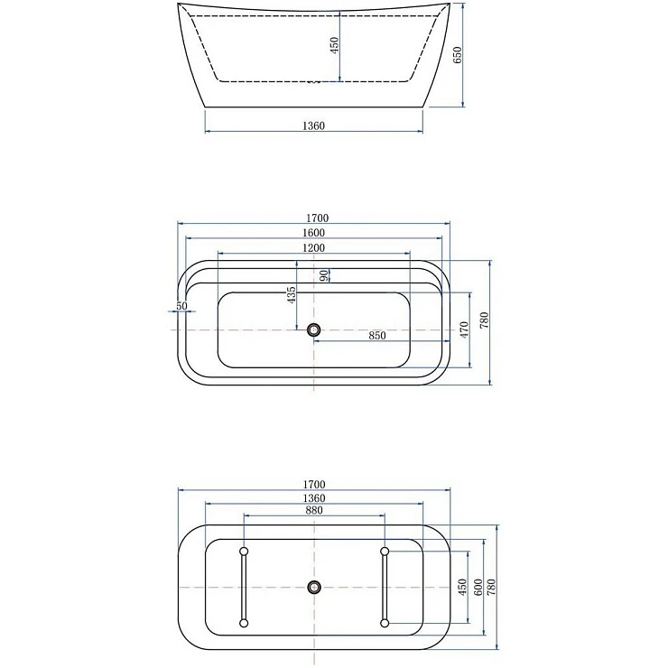 Акриловая ванна Allen Brau Infinity 170x78 2.21002.20/AM антрацит