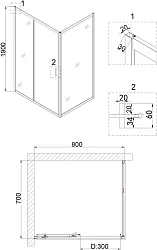 Душевой уголок Niagara Nova 80x70см NG-82-8AB-A70B профиль черный, стекло прозрачное